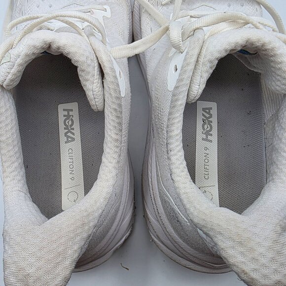 Hoka One One Clifton 9 Womens Size 8 B Triple White Athletic Shoes Running Walk - Picture 7 of 13
